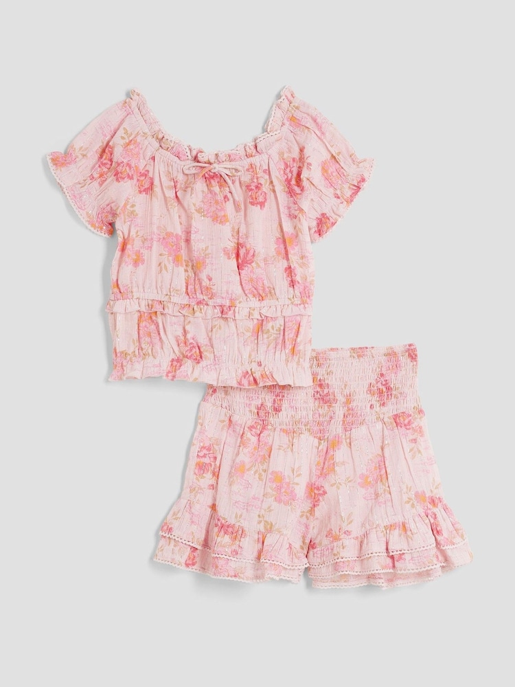 River Island Girls Floral Lurex Skirt Set - Image 1 of 5