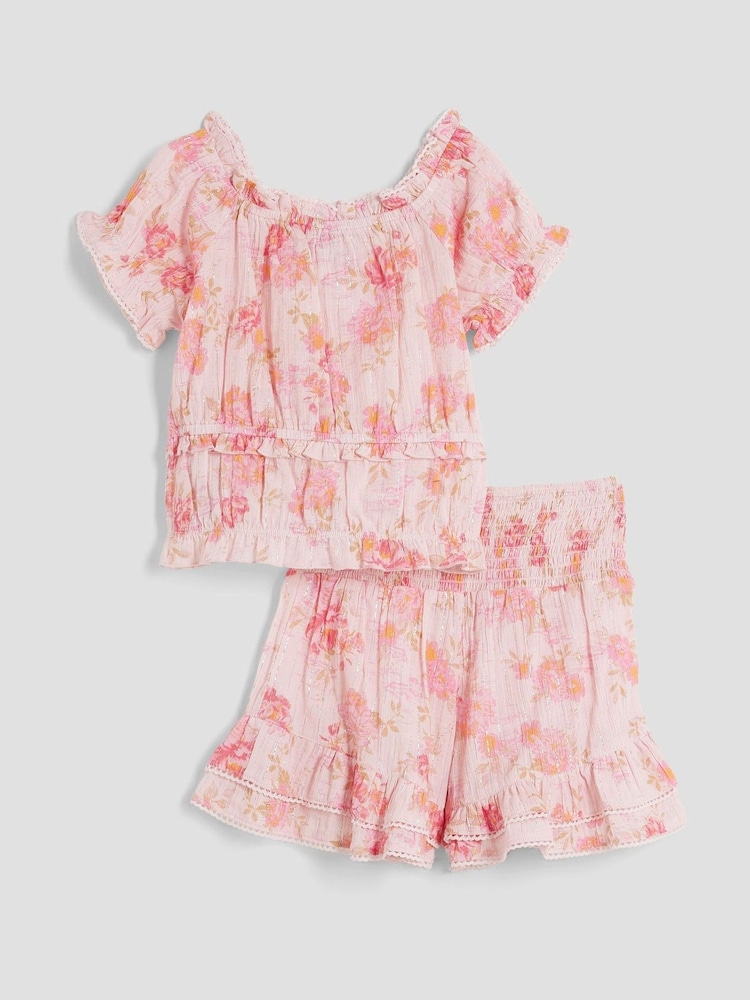 River Island Girls Floral Lurex Skirt Set - Image 2 of 5