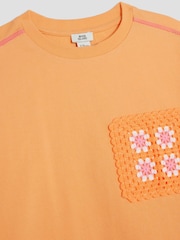 River Island Pink Girls Crochet Pocket Shorts Set - Image 3 of 4