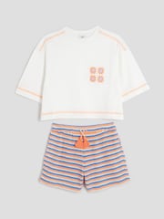 River Island White Girls Crochet Pocket Shorts Set - Image 2 of 5