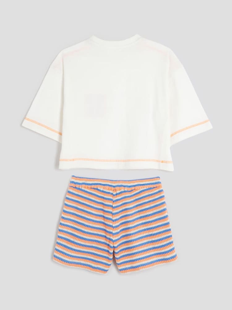 River Island White Crochet Pocket Shorts Set - Image 2 of 4