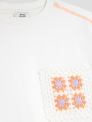 River Island White Girls Crochet Pocket Shorts Set - Image 4 of 5