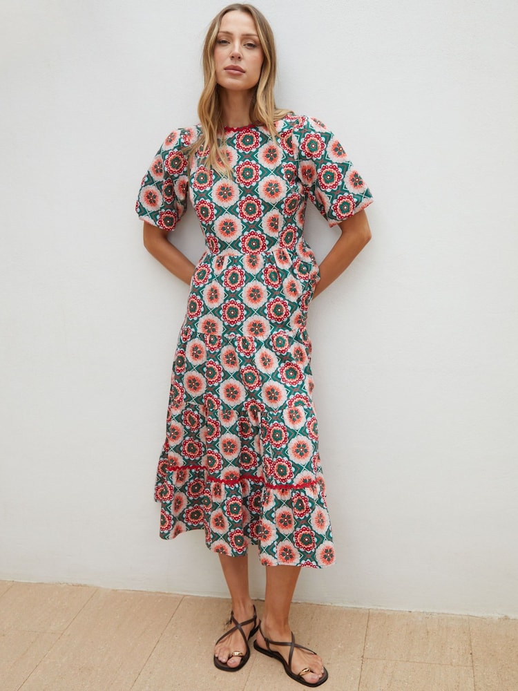 tiered smock midi dress Smock Tiered Midi Dress