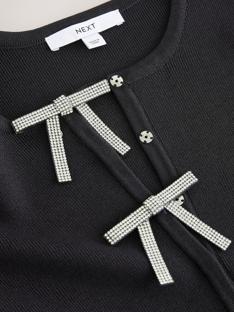 Negro - Smart Embellished Bow Jacket - Imagen 2 de 3