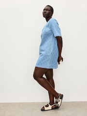 Oliver Bonas Blue Denim Geometric Mini Dress - Image 3 of 8
