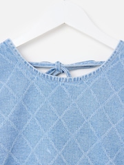 Oliver Bonas Blue Denim Geometric Mini Dress - Image 6 of 8