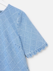 Oliver Bonas Blue Denim Geometric Mini Dress - Image 7 of 8