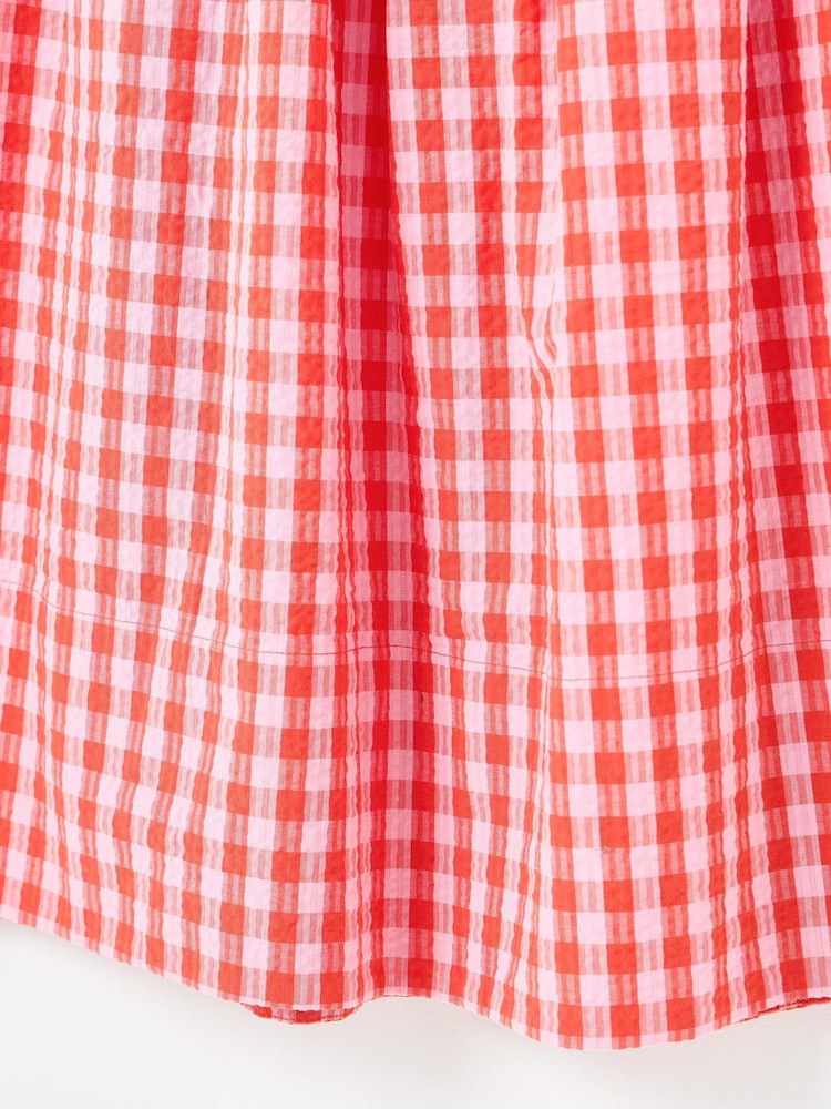 Oliver Bonas Pink Gingham Elasticated Waist 100% Cotton Midi Skirt - Image 5 of 5 Oliver Bonas Pink Gingham Elasticated Waist 100% Cotton Midi Skirt - Image 5 of 5