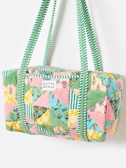 Oliver Bonas Pink Patchwork 100% Cotton Weekend Bag - Image 1 of 7