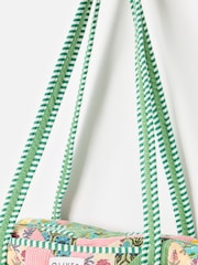 Oliver Bonas Pink Patchwork 100% Cotton Weekend Bag - Image 4 of 7