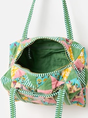 Oliver Bonas Pink Patchwork 100% Cotton Weekend Bag - Image 6 of 7