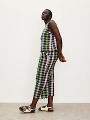 Oliver Bonas Black & Green Checked Scalloped Top - Image 3 of 8