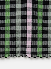 Oliver Bonas Black & Green Checked Scalloped Top - Image 8 of 8