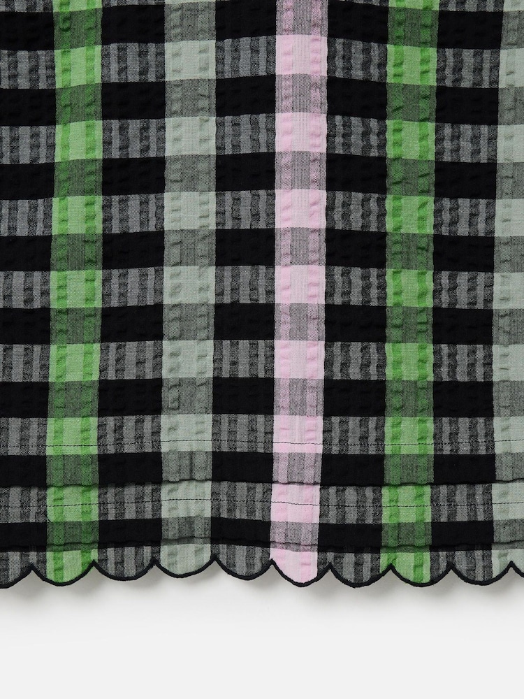 Oliver Bonas Black & Green Checked Scalloped Top - Image 8 of 8 Oliver Bonas Black & Green Checked Scalloped Top - Image 8 of 8