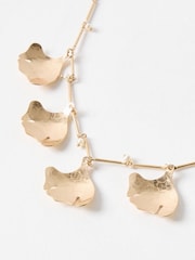 Oliver Bonas Gold Tone Anish Leaf and Mini Faux Pearl Collar Necklace - Image 2 of 4