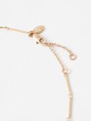 Oliver Bonas Gold Tone Anish Leaf and Mini Faux Pearl Collar Necklace - Image 3 of 4