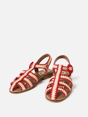 Oliver Bonas Red Raffia Weave Fisherman Sandals - Image 1 of 6
