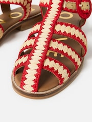 Oliver Bonas Red Raffia Weave Fisherman Sandals - Image 4 of 6