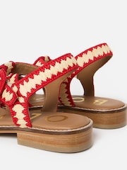 Oliver Bonas Red Raffia Weave Fisherman Sandals - Image 5 of 6