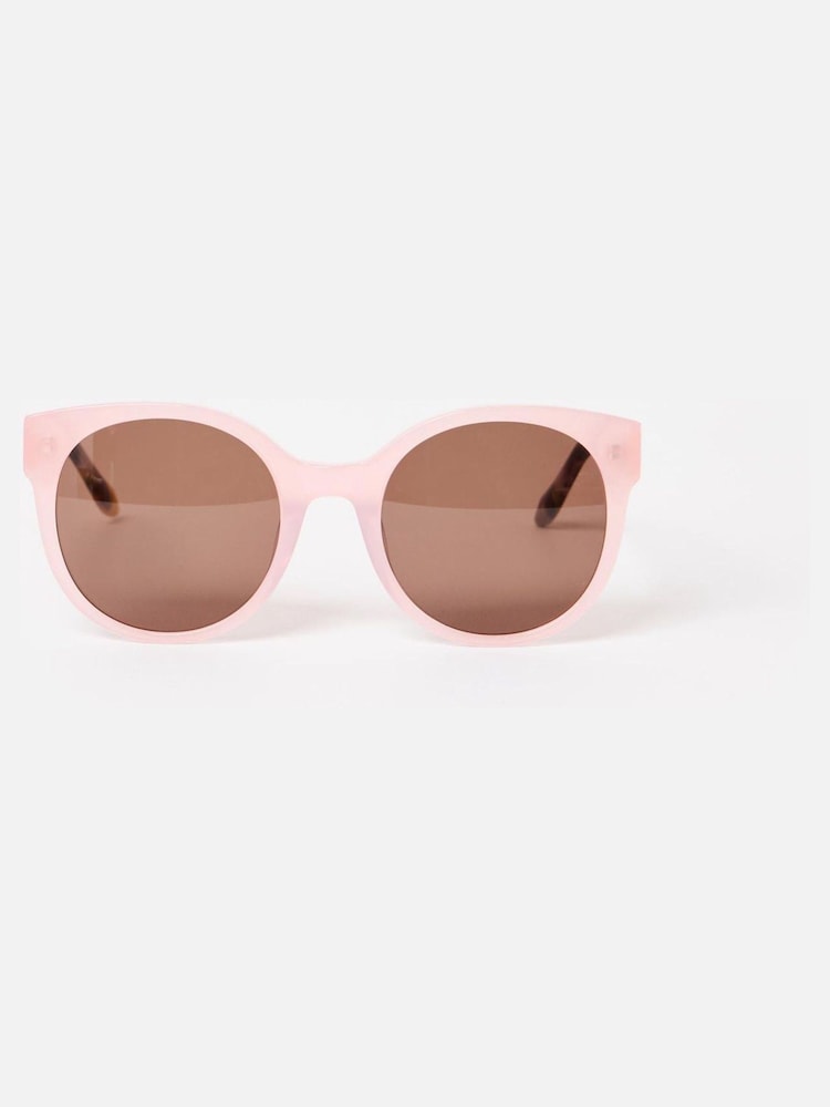 Oliver Bonas Pink Faux Tortoiseshell Round Acetate Sunglasses - Image 1 of 5