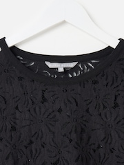 Oliver Bonas Black Floral Print Mesh T-Shirt - Image 3 of 5