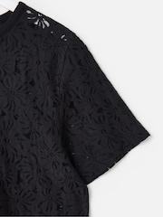 Oliver Bonas Black Floral Print Mesh T-Shirt - Image 4 of 5
