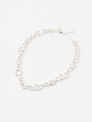 Oliver Bonas Silver Enza Abstract Links Coloured Collar Necklace - Image 1 of 4