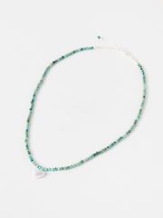 Oliver Bonas Blue Hestia Beaded Turquoise Silver Plated Heart Pendant Necklace - Image 1 of 4