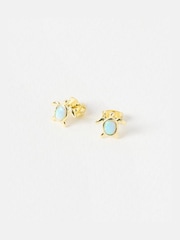 Oliver Bonas Gold Terry Turtle Gold Plated Opalite Stud Earrings - Image 2 of 5