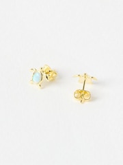 Oliver Bonas Gold Terry Turtle Gold Plated Opalite Stud Earrings - Image 3 of 5