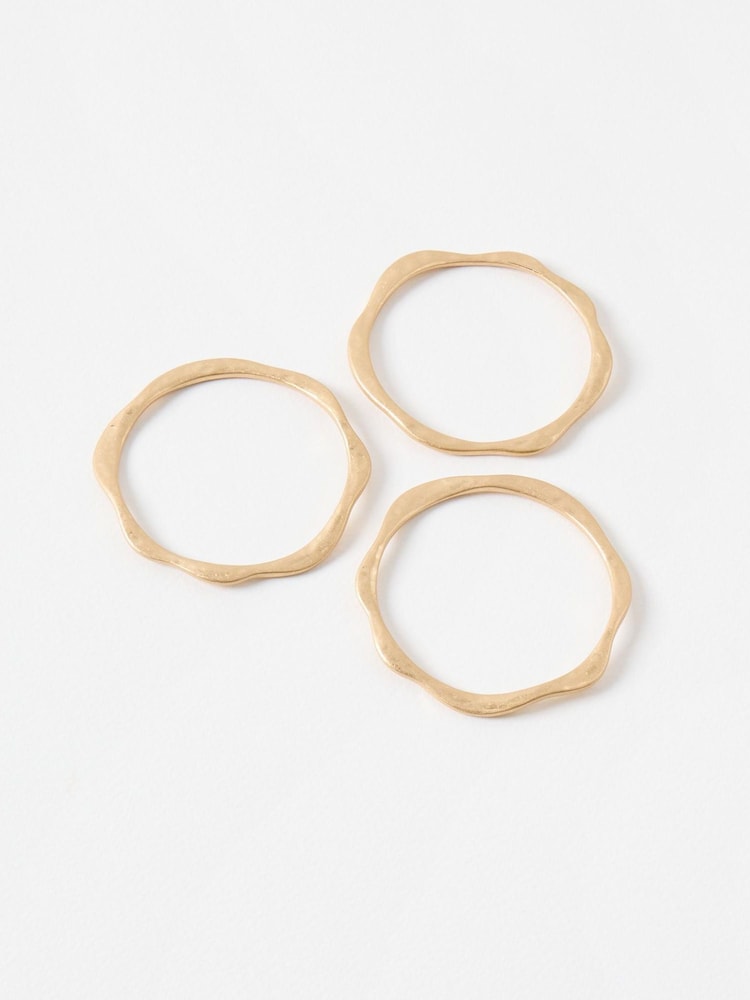 Oliver Bonas Gold Tone Noa Scalloped Edge Bangles Set Of 3 - Image 1 of 4