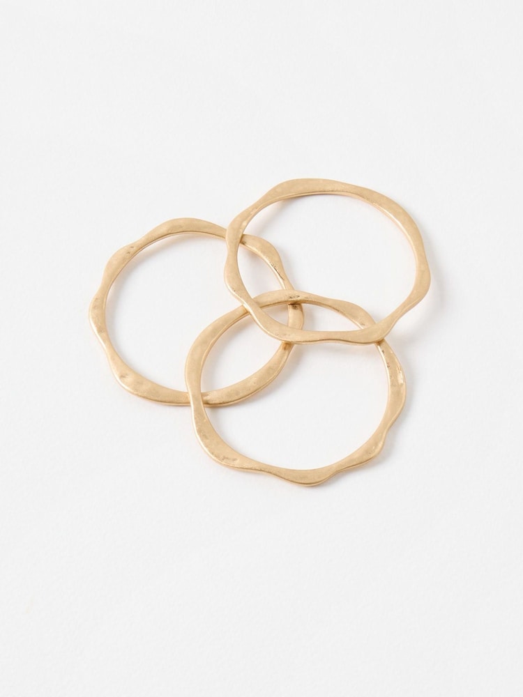 Oliver Bonas Gold Tone Noa Scalloped Edge Bangles Set Of 3 - Image 2 of 4
