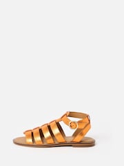 Oliver Bonas Orange Metallic Leather Gladiator Sandals - Image 1 of 6