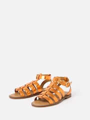 Oliver Bonas Orange Metallic Leather Gladiator Sandals - Image 2 of 6