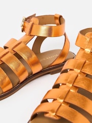 Oliver Bonas Orange Metallic Leather Gladiator Sandals - Image 4 of 6