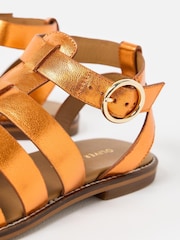 Oliver Bonas Orange Metallic Leather Gladiator Sandals - Image 5 of 6