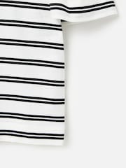 Oliver Bonas Black Striped V-Neck 100% Organic Cotton T-Shirt - Image 5 of 7