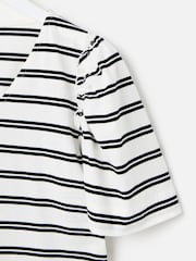Oliver Bonas Black Striped V-Neck 100% Organic Cotton T-Shirt - Image 7 of 7