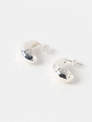 Oliver Bonas Silver Tone Hallie Hammered Sterling Hoop Earrings - Image 1 of 4