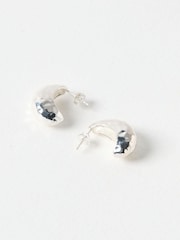 Oliver Bonas Silver Tone Hallie Hammered Sterling Hoop Earrings - Image 2 of 4