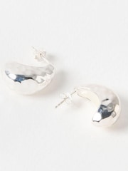 Oliver Bonas Silver Tone Hallie Hammered Sterling Hoop Earrings - Image 3 of 4