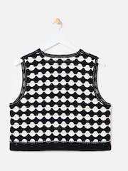 Oliver Bonas Black Scalloped Knitted Tie Waistcoat - Image 2 of 5