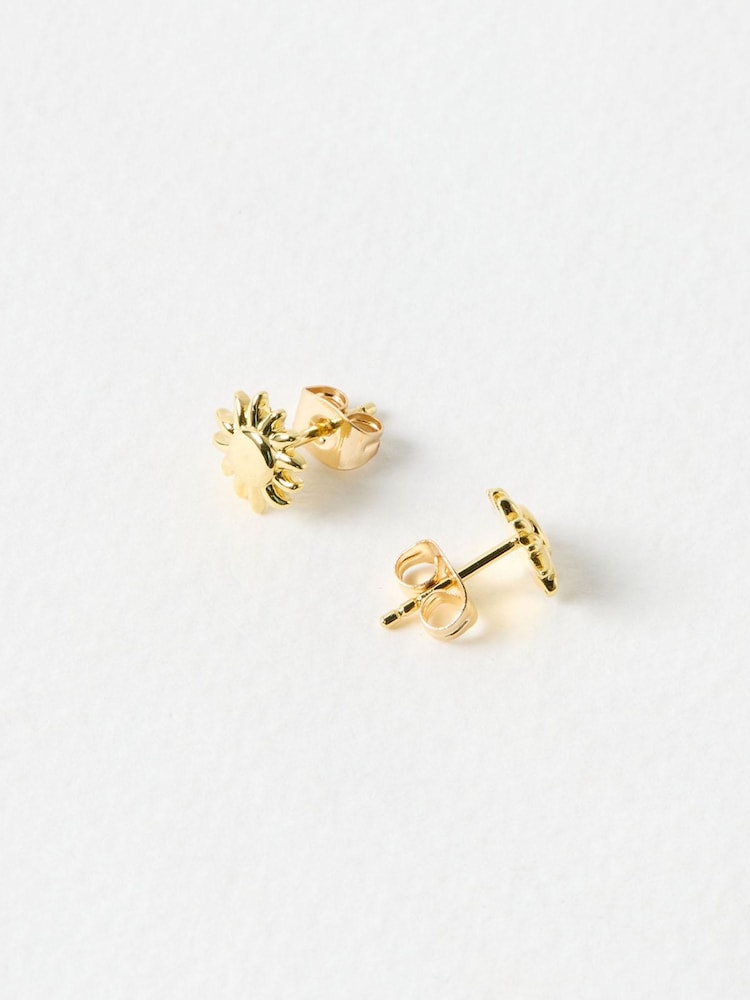 Oliver Bonas Gold Tone Elio Sun Stud Earrings - Image 2 of 4