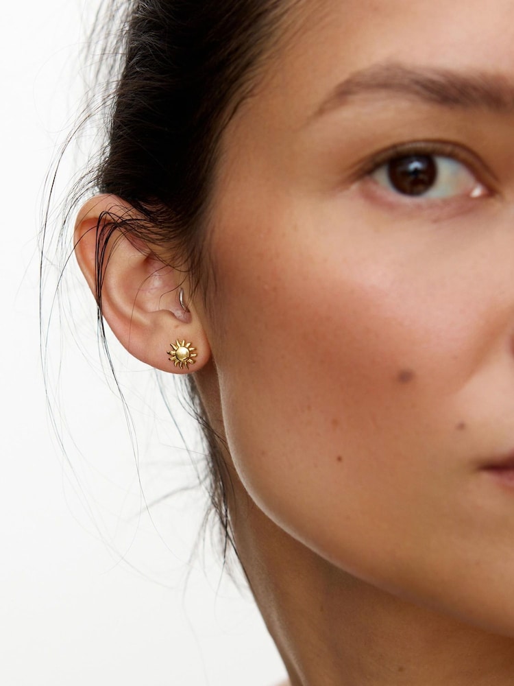 Oliver Bonas Gold Tone Elio Sun Stud Earrings - Image 4 of 4 Oliver Bonas Gold Tone Elio Sun Stud Earrings - Image 4 of 4