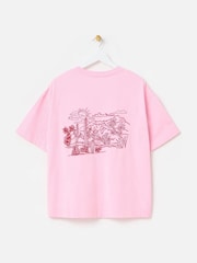 Oliver Bonas Cactus Embroidered 100% Cotton T-Shirt - Imagem 2 de 5