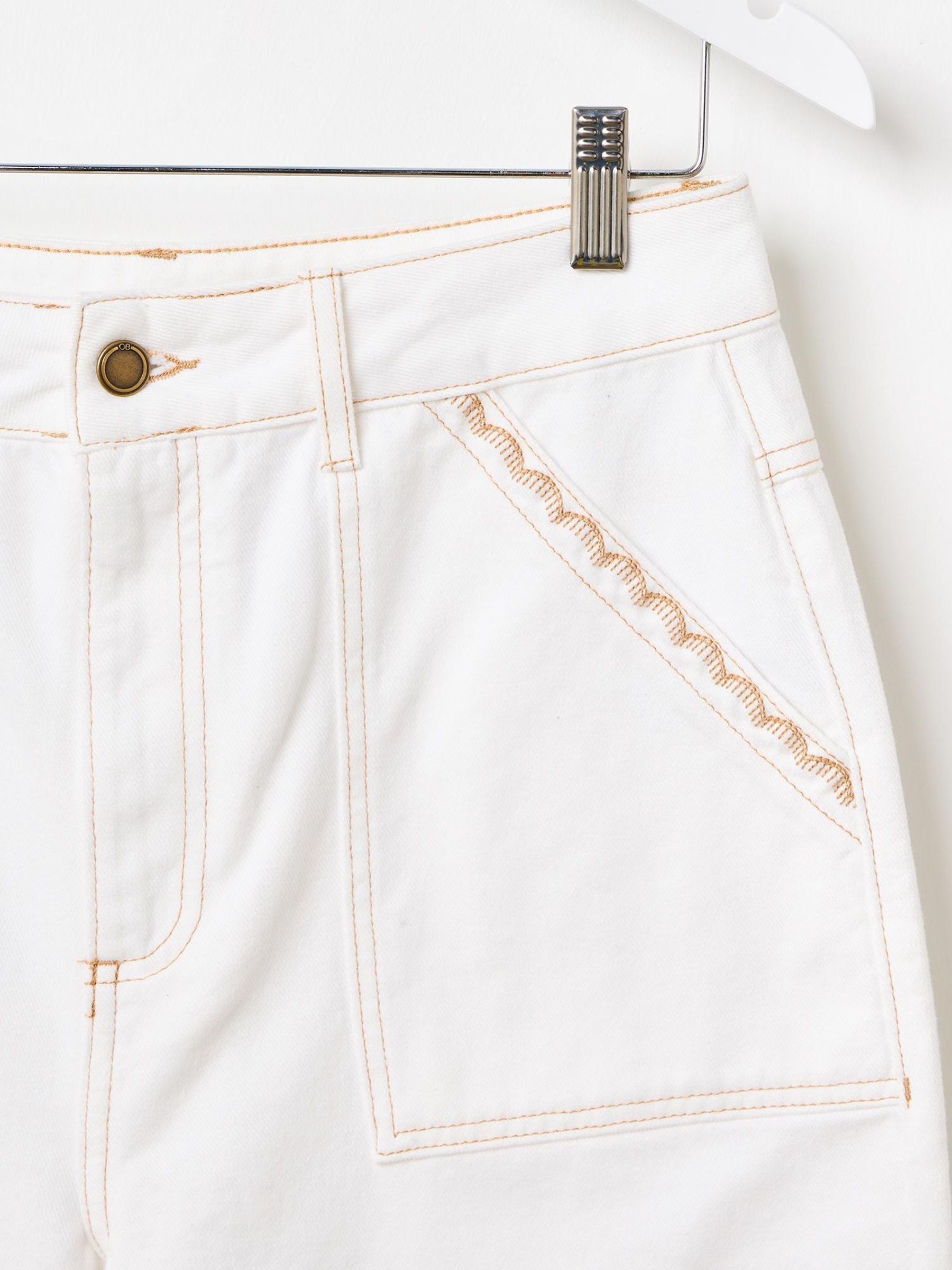Buy Oliver Bonas White Denim Scallop Stitch Cropped Wide Leg 100