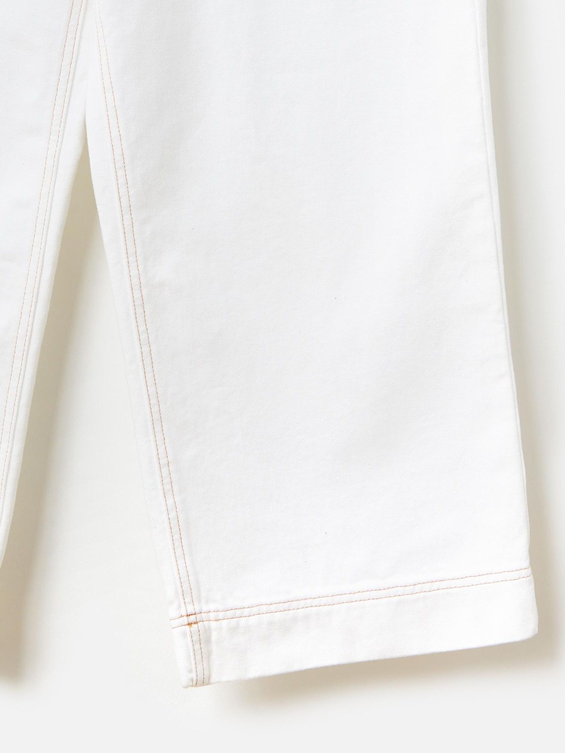 Buy Oliver Bonas White Denim Scallop Stitch Cropped Wide Leg 100