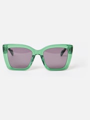 Oliver Bonas Green Square Cat Eye Acetate Sunglasses - Image 1 of 4