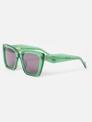 Oliver Bonas Green Square Cat Eye Acetate Sunglasses - Image 2 of 4
