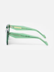 Oliver Bonas Green Square Cat Eye Acetate Sunglasses - Image 3 of 4